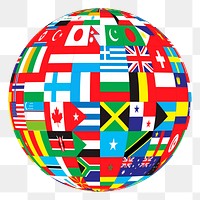 Flag globe png sticker, international symbols illustration, transparent background. Free public domain CC0 image.