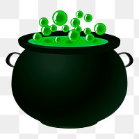 Potion cauldron png sticker, Halloween illustration, transparent background. Free public domain CC0 image.