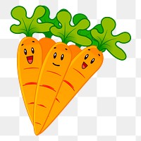 Cartoon carrots png sticker, vegetable illustration, transparent background. Free public domain CC0 image.