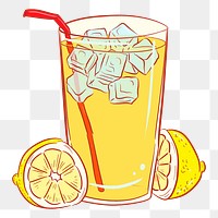 Iced lemonade png sticker, beverage illustration, transparent background. Free public domain CC0 image.