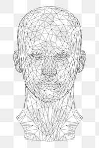 Wireframe head png sticker, transparent background. Free public domain CC0 image.