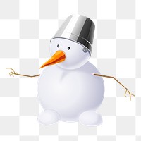 3D snowman png sticker, Christmas illustration, transparent background. Free public domain CC0 image.