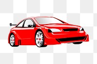 Red sports png car sticker, vehicle illustration, transparent background. Free public domain CC0 image.