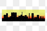 City sunset silhouette png sticker, transparent background. Free public domain CC0 image.