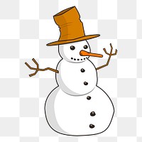 Snowman png sticker, Christmas illustration, transparent background. Free public domain CC0 image.