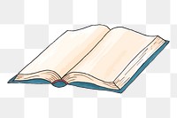 Open book png sticker, stationery illustration, transparent background. Free public domain CC0 image.