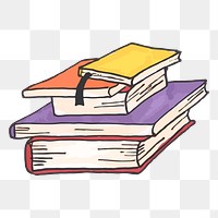 Stacked books png sticker, stationery illustration, transparent background. Free public domain CC0 image.