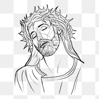 Jesus Christ png portrait, religious illustration, transparent background. Free public domain CC0 image.