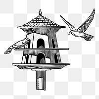 Bird house png sticker, vintage illustration, transparent background. Free public domain CC0 image.