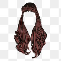 Long brunette png wig sticker, illustration, transparent background. Free public domain CC0 image.