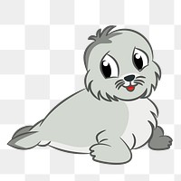 Baby seal png sticker, animal illustration, transparent background. Free public domain CC0 image.
