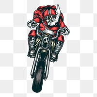 Png Santa riding bike sticker, Christmas illustration, transparent background. Free public domain CC0 image.