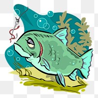 Sick fish png sticker, cartoon animal illustration, transparent background. Free public domain CC0 image.