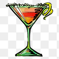 Cosmopolitan cocktail png sticker, alcoholic beverage illustration, transparent background. Free public domain CC0 image.