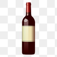 Wine bottle png sticker, alcoholic beverage illustration, transparent background. 
