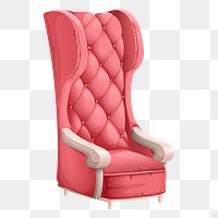 Pink chair png sticker, furniture illustration, transparent background. Free public domain CC0 image.