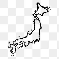 Japan map png sticker, outline illustration, transparent background. Free public domain CC0 image.