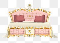 Baroque bed png sticker, furniture illustration, transparent background. Free public domain CC0 image.