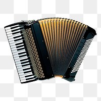 Accordion png sticker, musical instrument illustration, transparent background. Free public domain CC0 image.