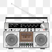 Boombox radio png sticker, music illustration, transparent background. Free public domain CC0 image.