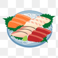 Sashimi platter png sticker, Japanese food illustration, transparent background. Free public domain CC0 image.