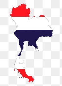 Thailand map png sticker, flag illustration, transparent background. Free public domain CC0 image.