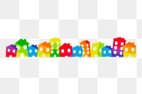 Colorful buildings png border sticker, architecture illustration, transparent background. Free public domain CC0 image.