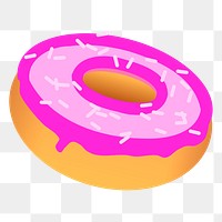 Strawberry donut png sticker, dessert illustration, transparent background. Free public domain CC0 image.