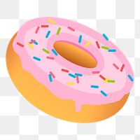 Strawberry donut png sticker, dessert illustration, transparent background. Free public domain CC0 image.