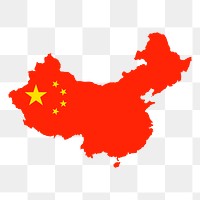 China map png sticker, flag illustration, transparent background. Free public domain CC0 image.