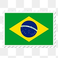 Brazil flag png sticker, postage stamp, transparent background. Free public domain CC0 image.