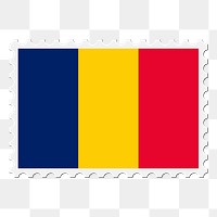 Romania flag png sticker, postage stamp, transparent background. Free public domain CC0 image.