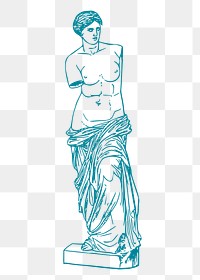 Png Greek goddess statue sticker, vintage illustration, transparent background