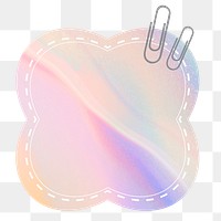 Holographic paper note png with cloud shape and paper clips journal sticker