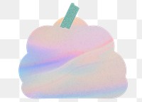 Holographic paper note png with cloud shape and washi tape journal sticker