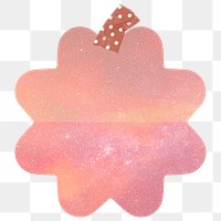 Paper note png with pink galaxy background flower shape and washi tape sticker