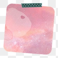 Reminder png with pink galaxy background square shape and washi tape design element