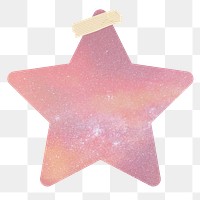 Reminder png with pink galaxy background star shape and washi tape design element