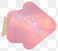 Reminder png with pink galaxy background arrow shape and washi tape design element