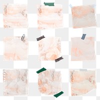 Office paper note png with orange smoke background set