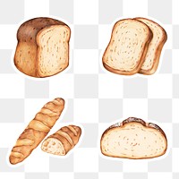 Breads freshly baked png illustration sticker set