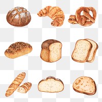 Fresh bread illustration png food drawing mixed