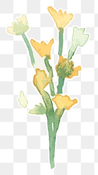 Yellow flower plant transparent png watercolor sticker