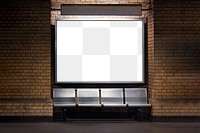 Blank billboard mockup in subway transparent png