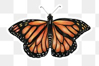 Vintage monarch butterfly png drawing illustration
