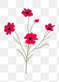 Png cosmos flower diary sticker floral illustration