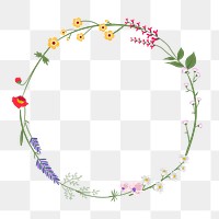 Png floral frame decorated with wildflower border