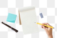 Hand writing on a notebook transparent png