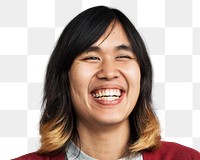 Happy man png transparent, long hair smiling face portrait