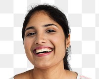 Indian woman png transparent, smiling face portrait